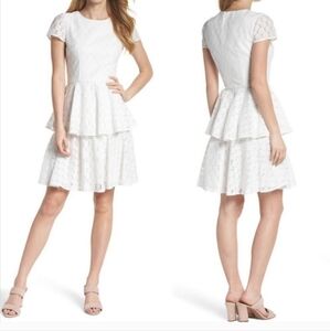 Gal Meets Glam Dresses Gal Meets Glam Daisy White Lace Tiered Dress
